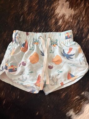 Velvet Light Blue Nautical Print Kids Swim Trunks
